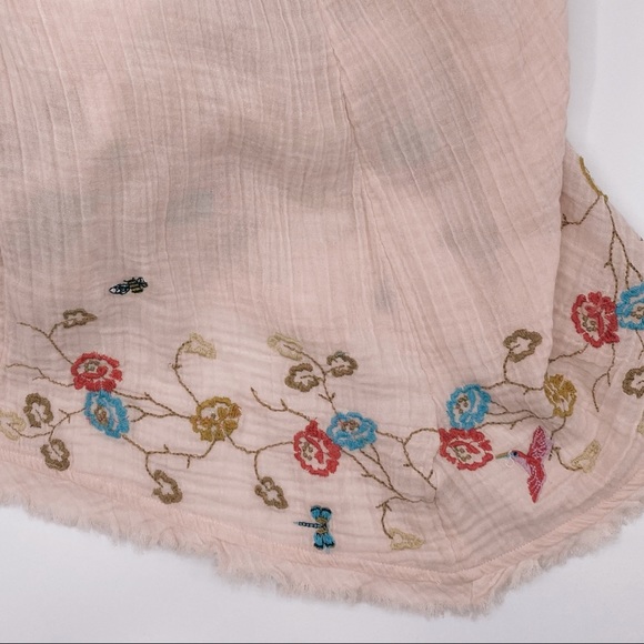 ANTHROPOLOGIE Swim Cover Up Pink Embroidered Gauze Dress - Picture 11 of 14